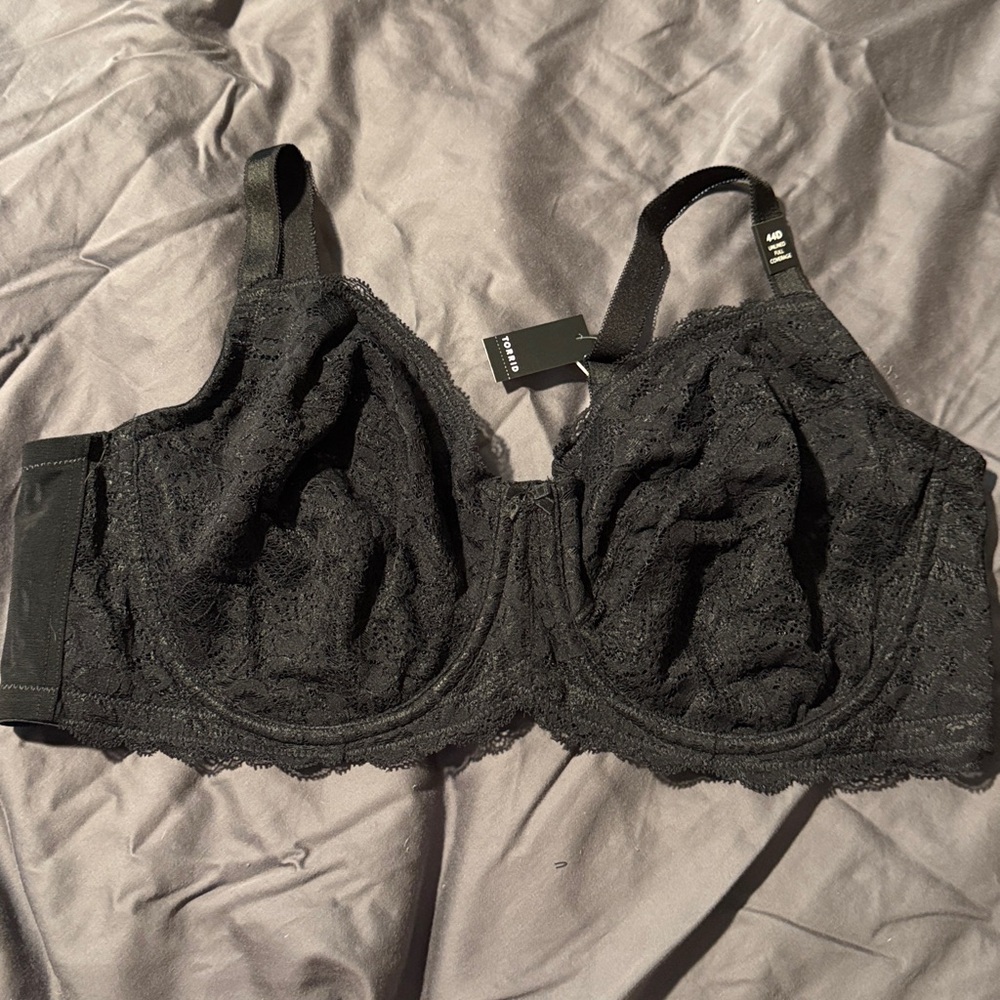 Torrid unlined full coverage black lace bra